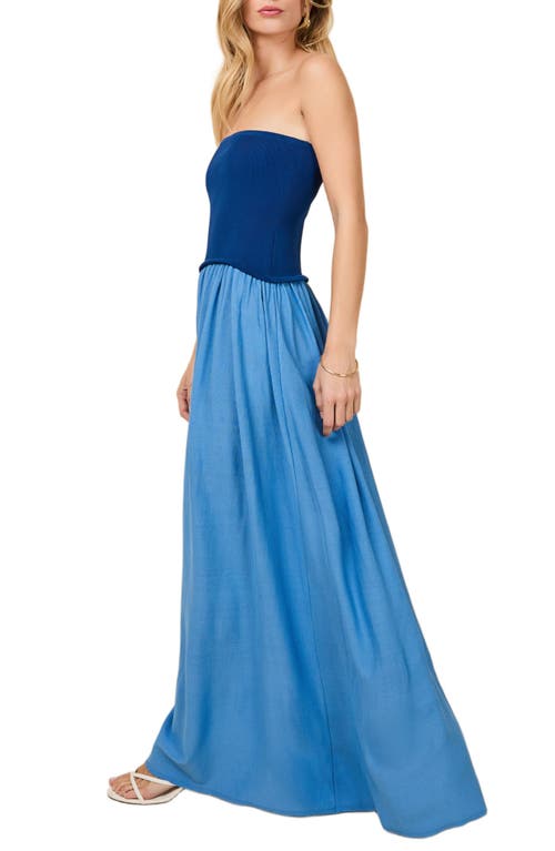 Solid & Striped Strapless Soglio Dress In Maritime Navy In Blue