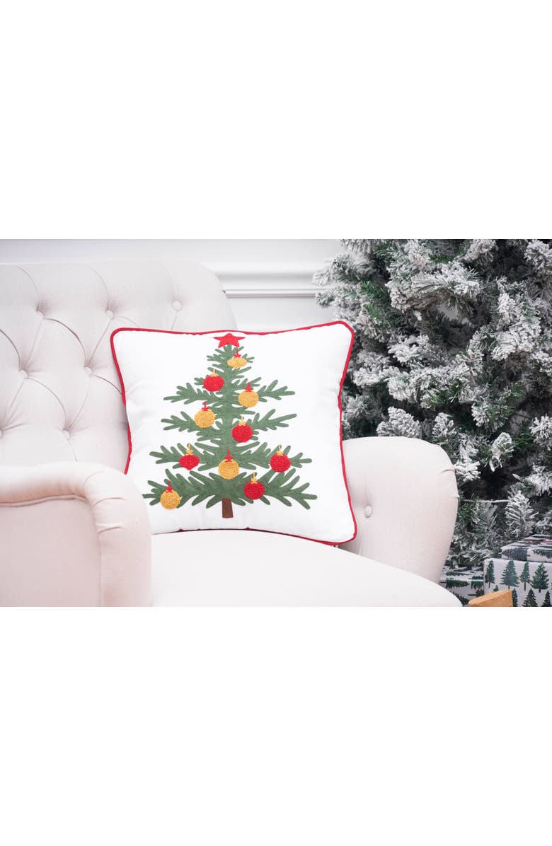 C&F Home Christmas Tree w/ Ornaments Accent Throw Pillow, 18" x 18", Alternate, color, Gold