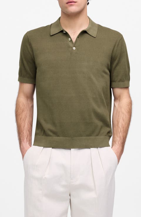 Garment Dyed Three Button Polo Sweater