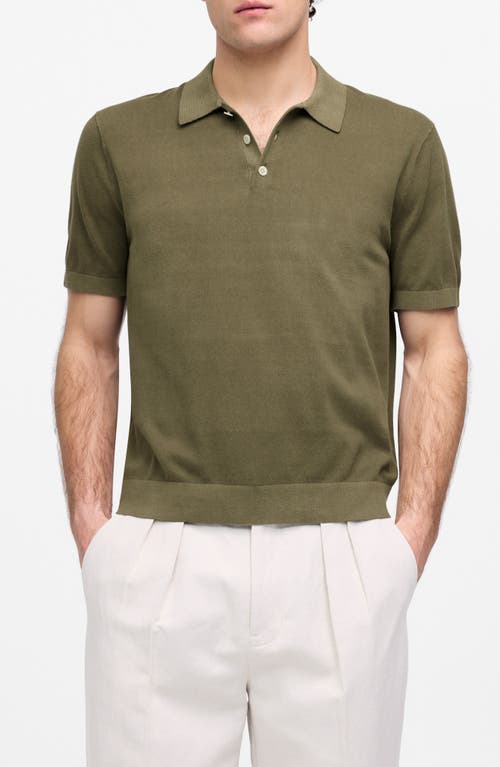 Madewell Garment-dyed Three-button Sweater Polo Shirt In Green