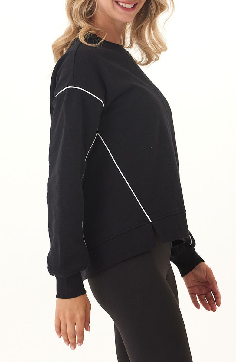 Threads 4 Thought Kiesha Piped Terry Sweatshirt, Alternate, color, Black/ White