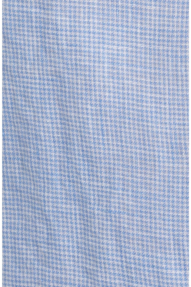 Classic Fit Houndstooth Linen Button-Up Shirt, Alternate, color, CABANA BLUE/WHITE