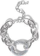 Jessica Simpson Silver-Tone Pavé Oval Link Bracelet