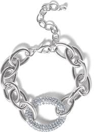 Jessica Simpson Silver-Tone Pavé Oval Link Bracelet