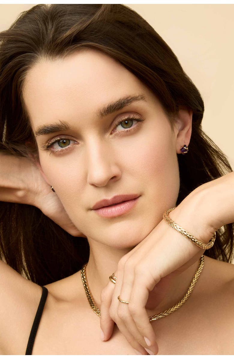 Oradina 14K Yellow Gold Captivating Studs, Alternate, color, 14K Yellow Gold, Amethyst