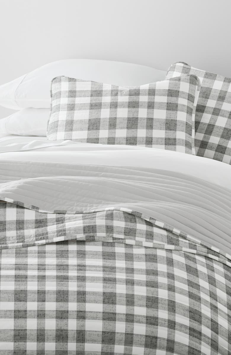 HOMESPUN Pattern Reversible Quilt & Sham Set, Alternate, color, Gray