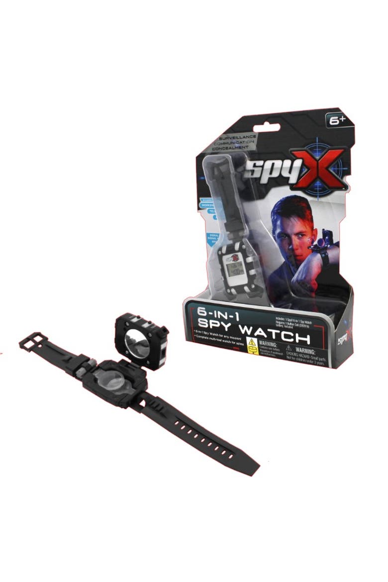SpyX / 6-in-1 Watch - 6 Function Spy Toy Watch. Includes Telescope Lenses, LED, Secret Message Capsules, Whistle, Signal Mirror, Hidden Compartment. Perfect addition for your spy gear collection!, Main, color, Black