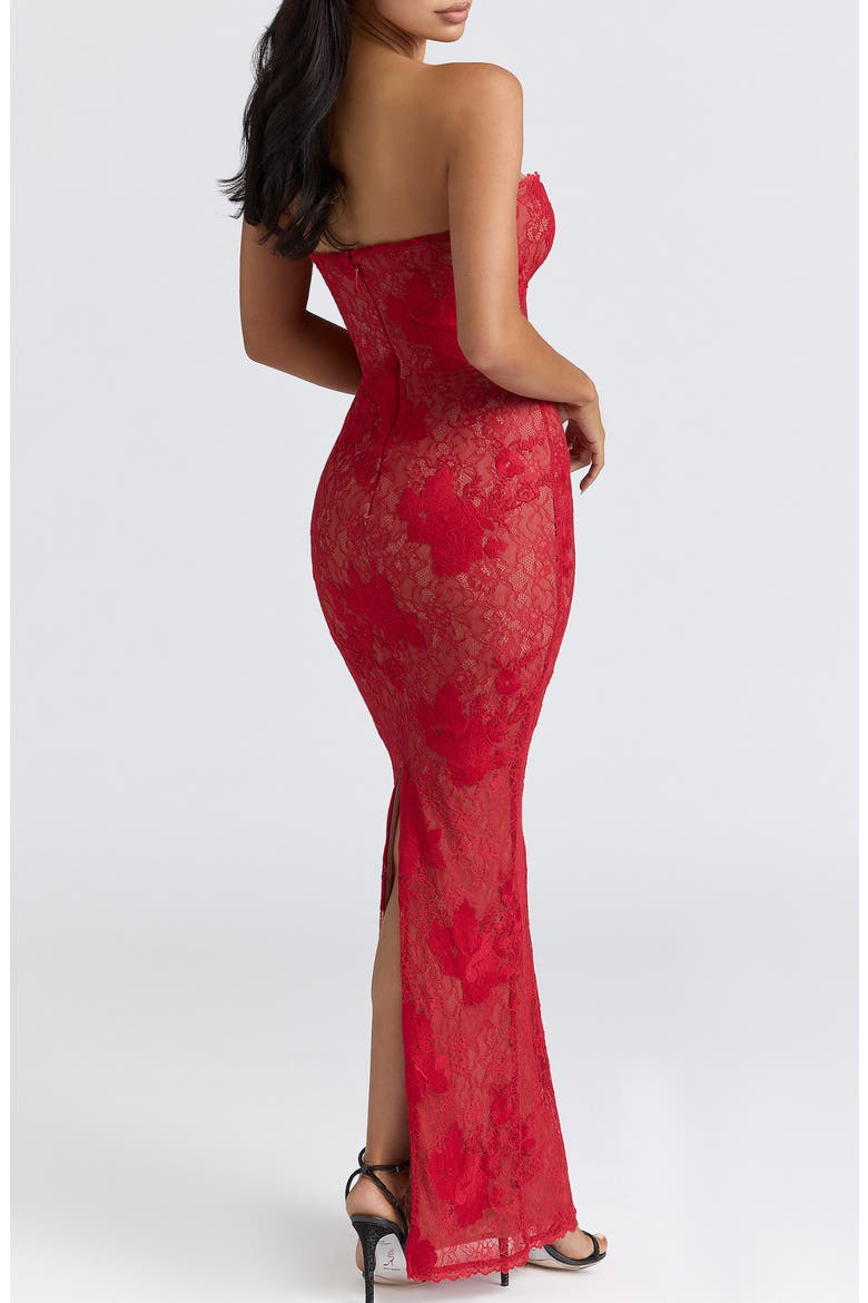 Lucienne Lace Corset Strapless Gown & Bolero, Alternate, color, RED