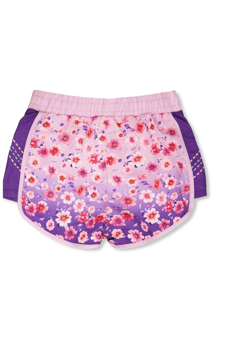 Athletic Shorts in Floral Recycled Polyester, Alternate, color, Mauve Floral Gradient