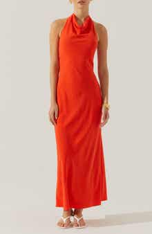 ASTR the Label Dalisay Cowl Neck Halter Maxi Dress