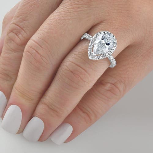 Bliss Diamond 3 5/8ct Pear Shape Halo Diamond Engagement Ring Lab Grown Or Gold In 10k White Gold