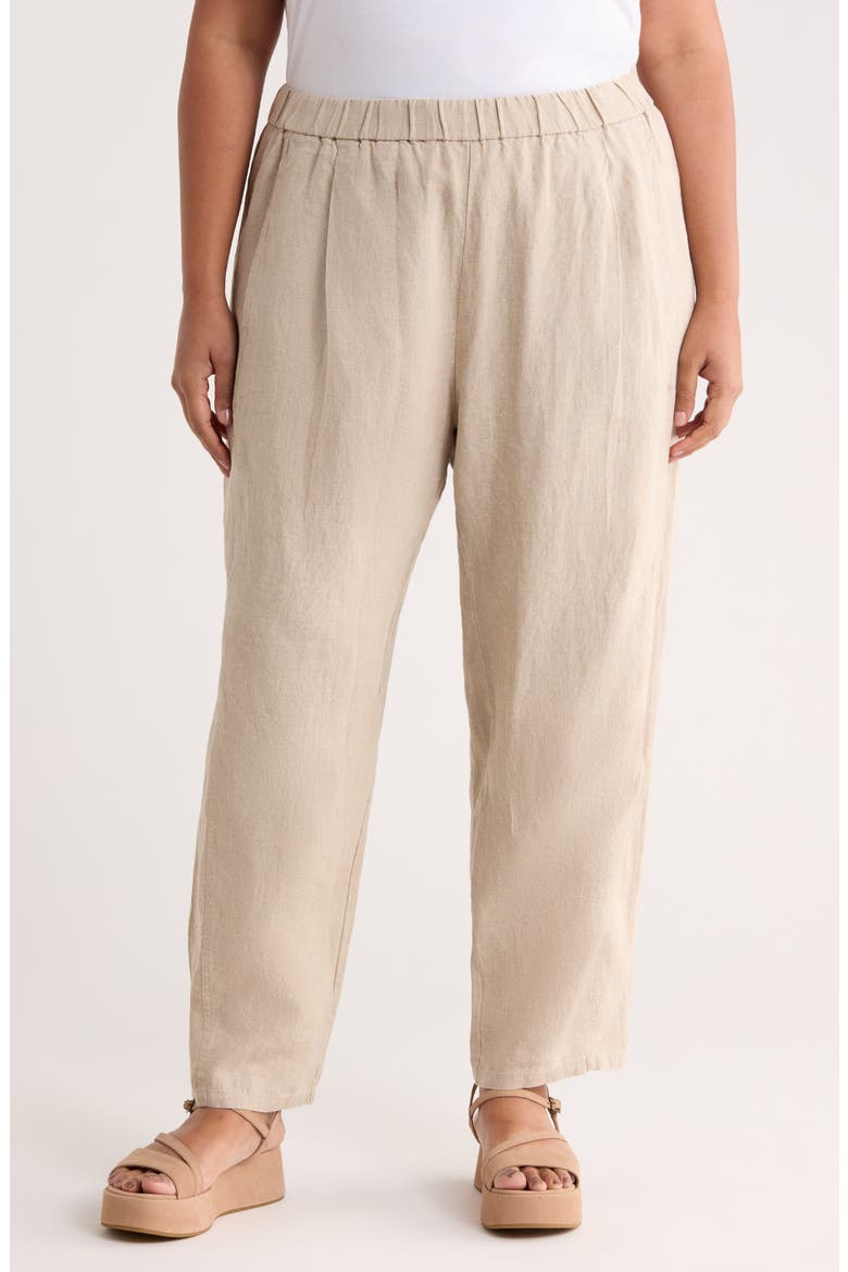 Pleated Organic Linen Ankle Lantern Pants, Main, color, UNDYED NATURAL