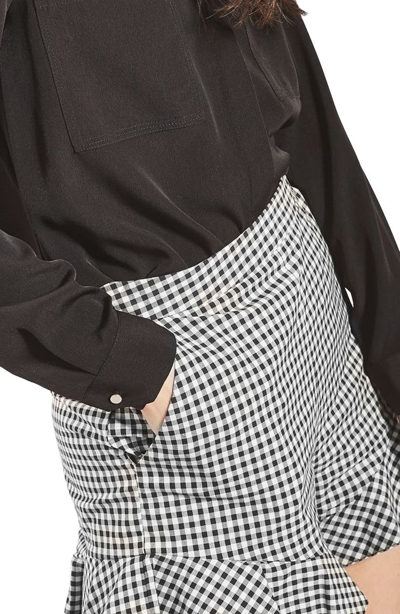 Topshop Gingham Frill Shorts, Alternate, color, 