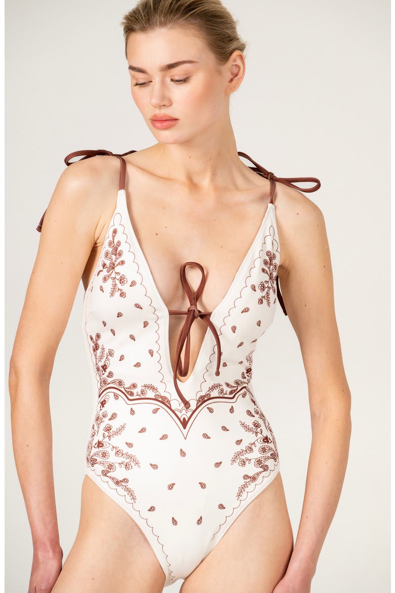 Ivory Safari Reversible One Piece Swimsuit, Main, color, white