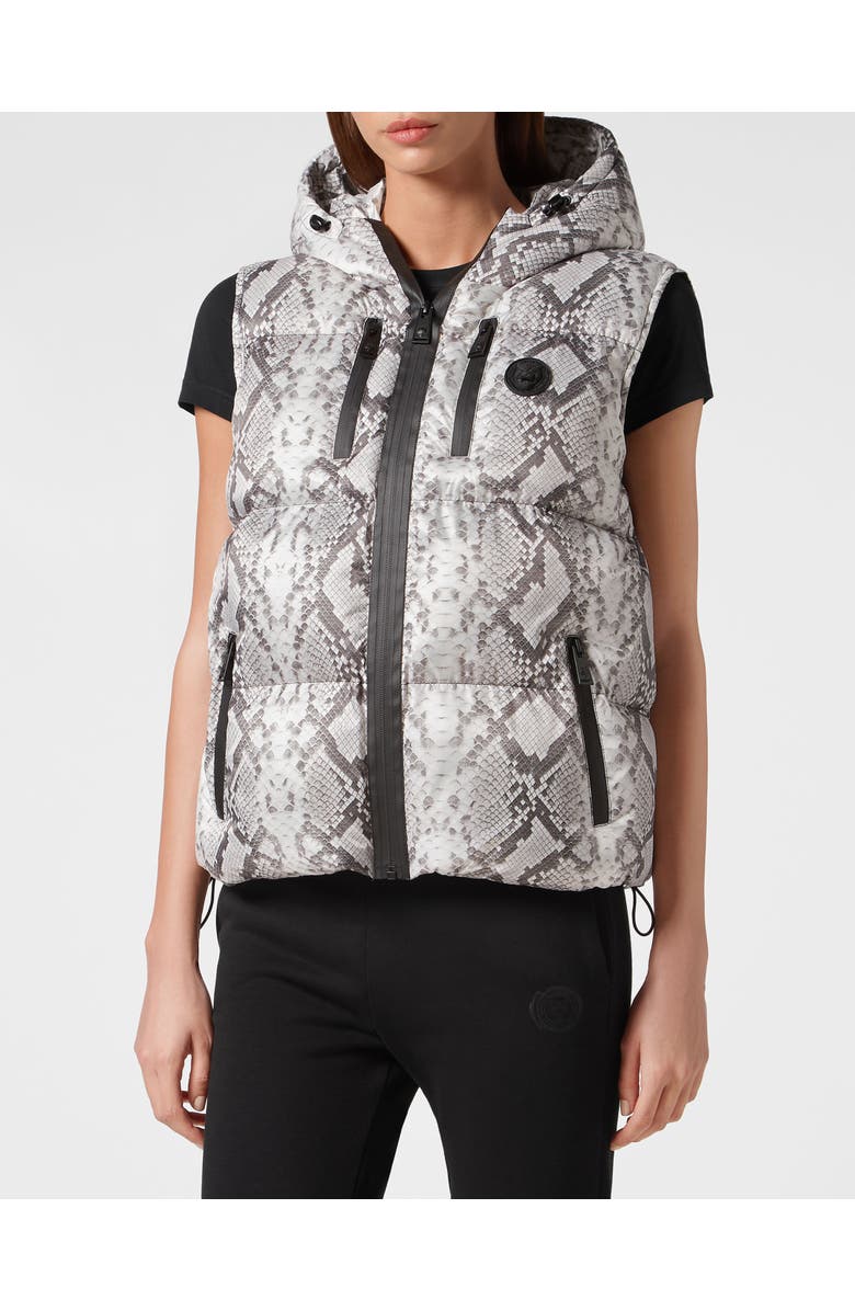 PLEIN SPORT Nylon Puffer Gilet Pitone Women, Main, color, Grey