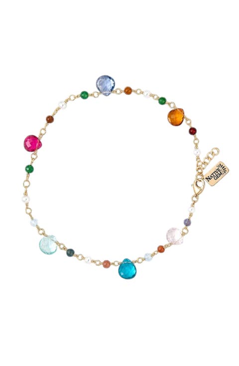Gumdrop Rainbow Gemstone Anklet