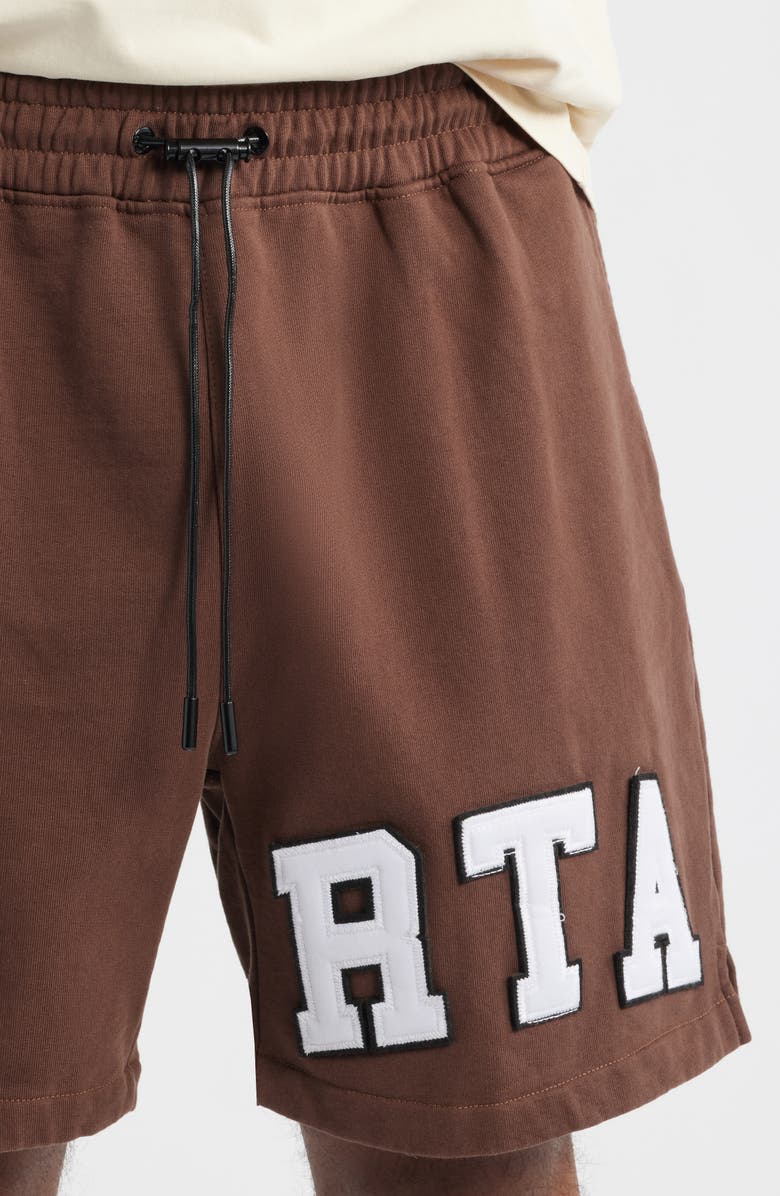RtA Clyde Cotton Sweat Shorts, Alternate, color, Brown Collegiate