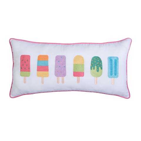 Popsicles Embroidered Piped Throw Pillow, 12" x 24"