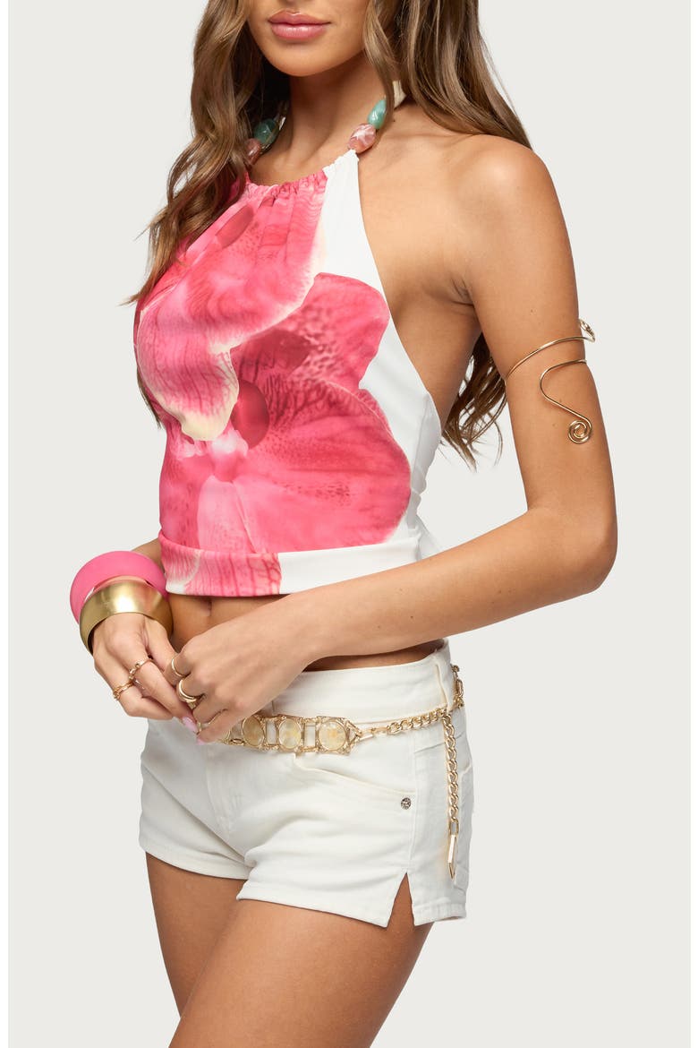 Beaded Open Back Halter Top, Alternate, color, WHITE-AND-PINK