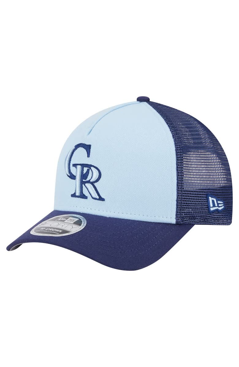 New Era Men's New Era Light Blue/Navy Colorado Rockies 2-Tone Color Pack 9FORTY M-Crown A-Frame Adjustable Hat, Main, color, Light Blue