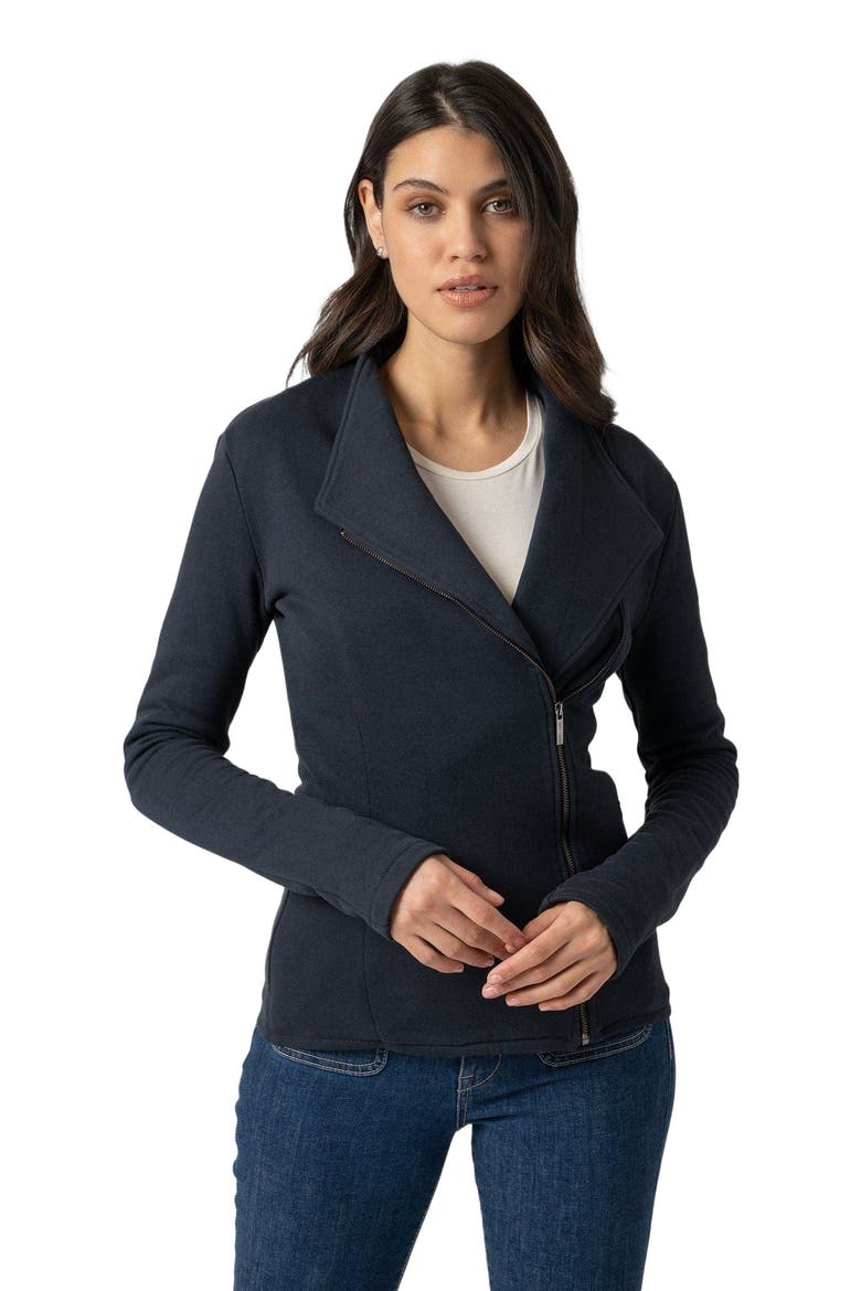 Cotton Biker Jacket, Main, color, navy