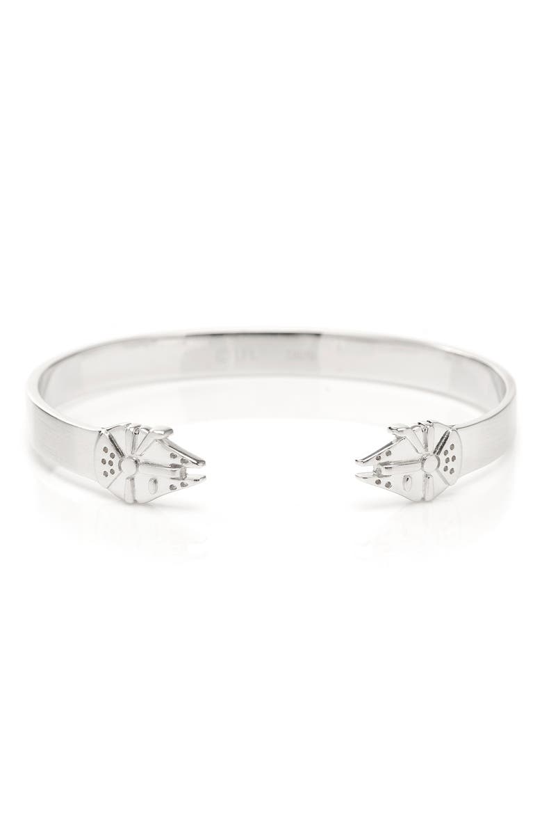 Cufflinks, Inc. Men's Millenium Falcon Cuff Bracelet, Main, color, Silver