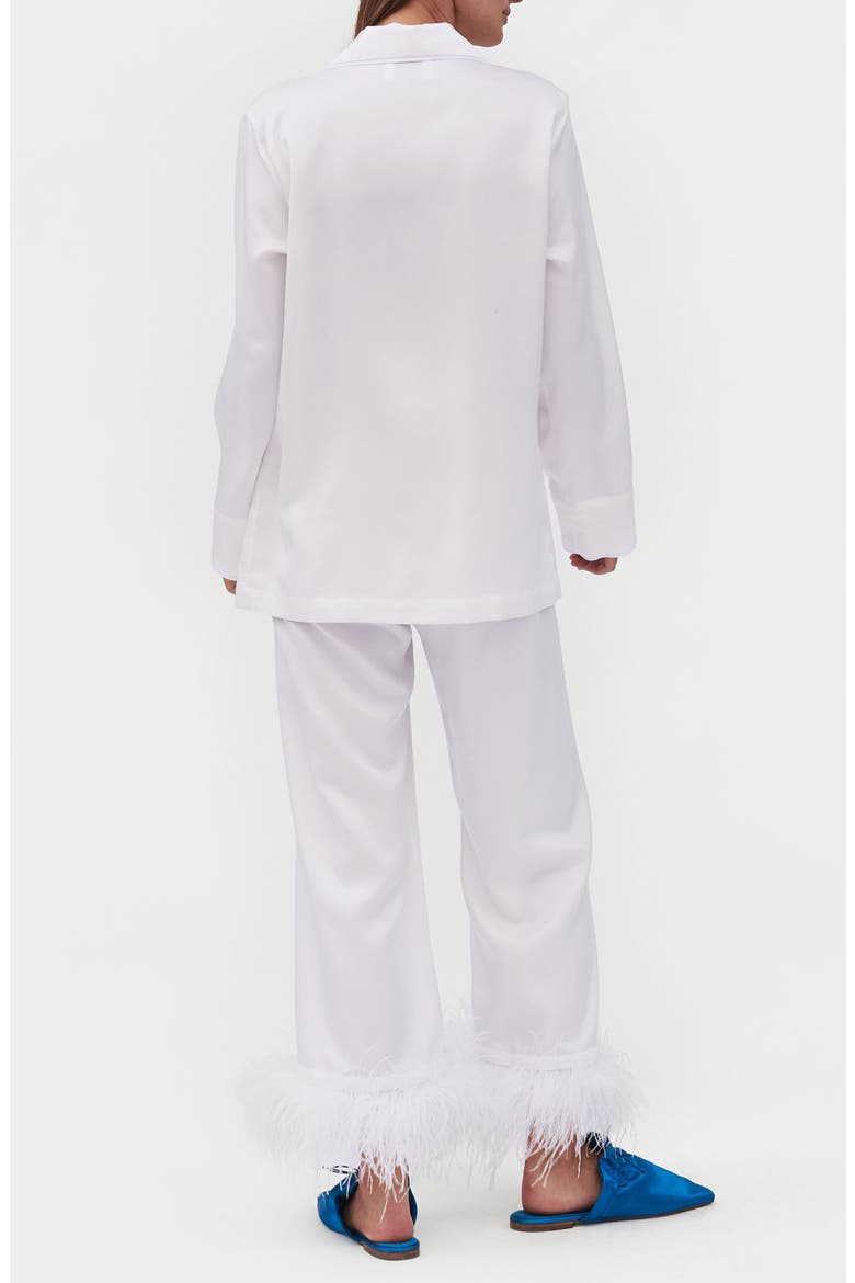 Party Pajamas with Detachable Ostrich Feather Trim, Alternate, color, WHITE