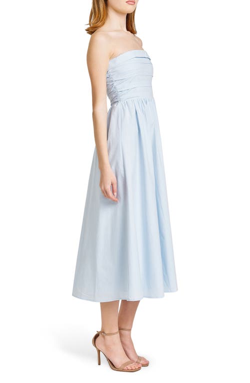 Shop Wayf X Styled By Coco! Sammie Pleat Strapless Stretch Cotton Sundress In Blue