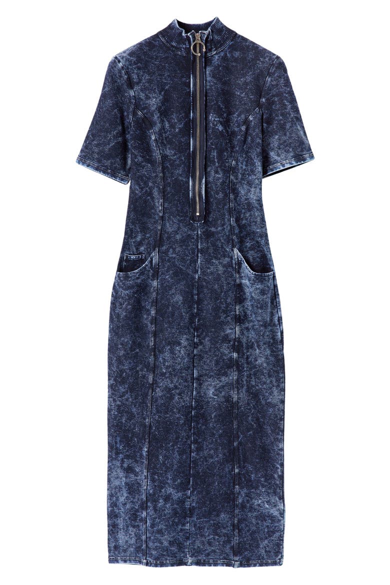 Zip-Up Denim Dress, Alternate, color, BLUE