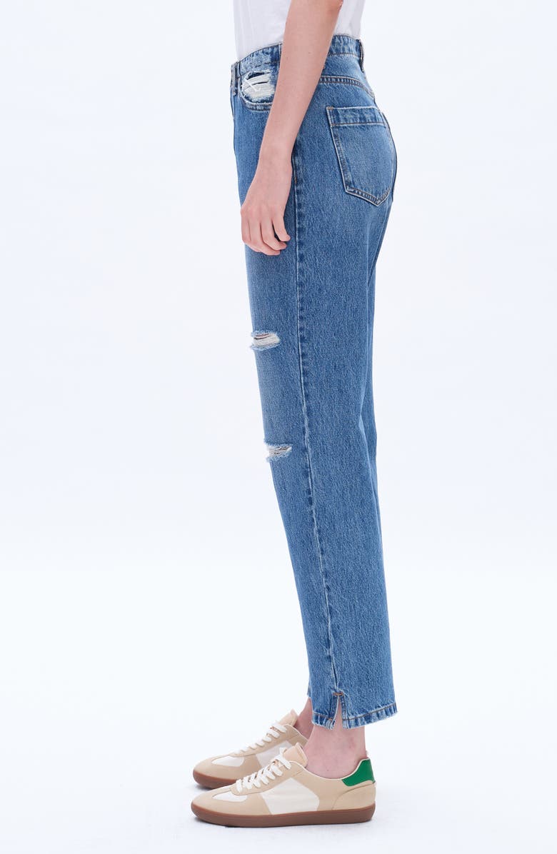 Bayeas High Rise Distressed Mom Jeans, Alternate, color, Viviblue