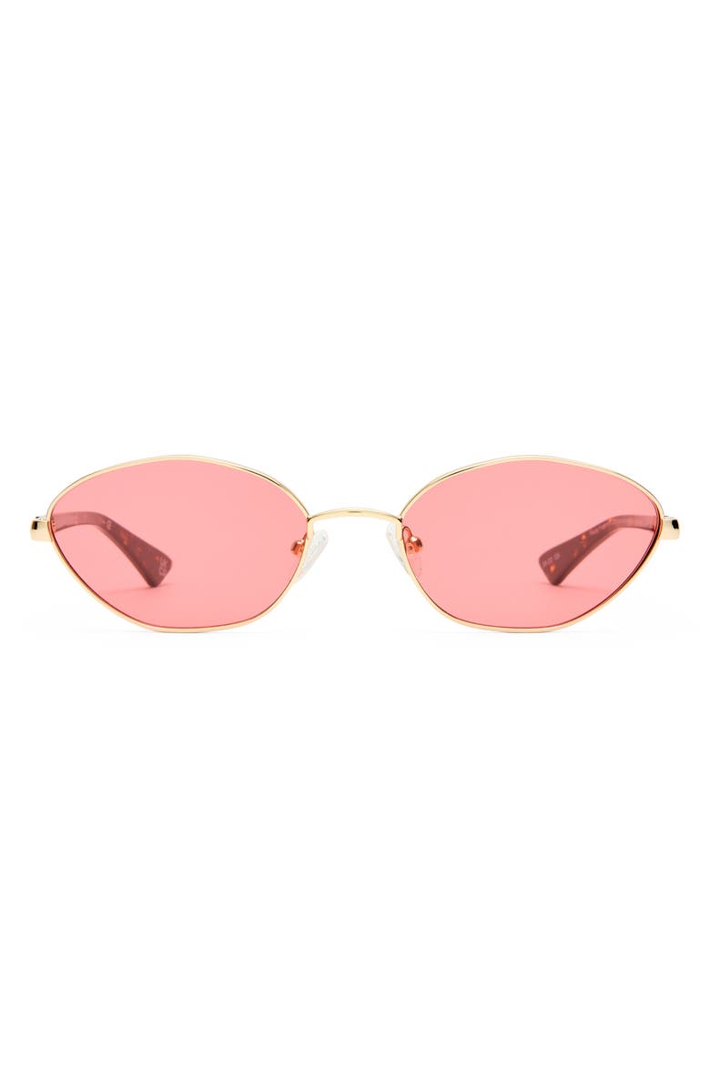 Le Specs Le Bebe 58mm Oval Sunglasse, Main, color, Gold / Crimson Tint