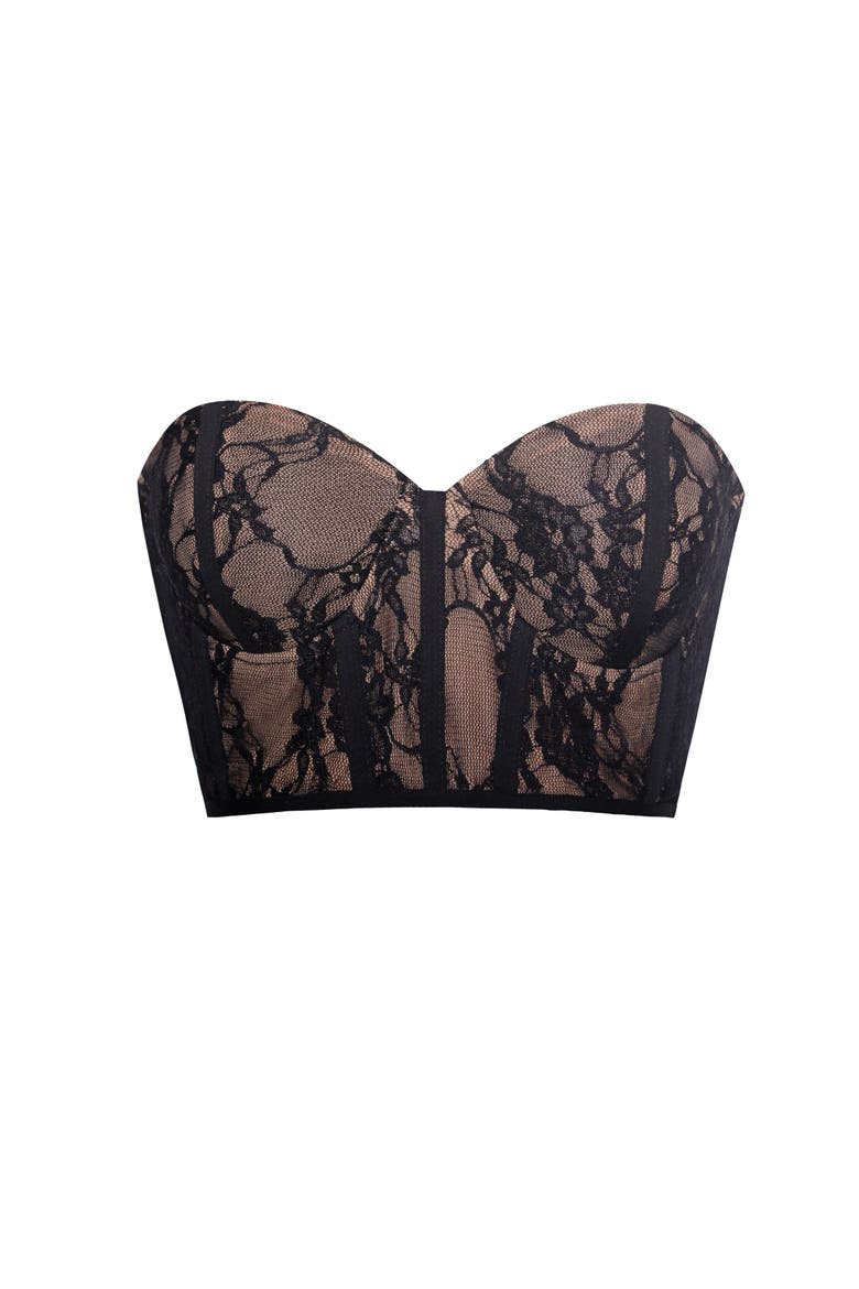 New Romance Bralette Lace Corset top, Alternate, color, Black