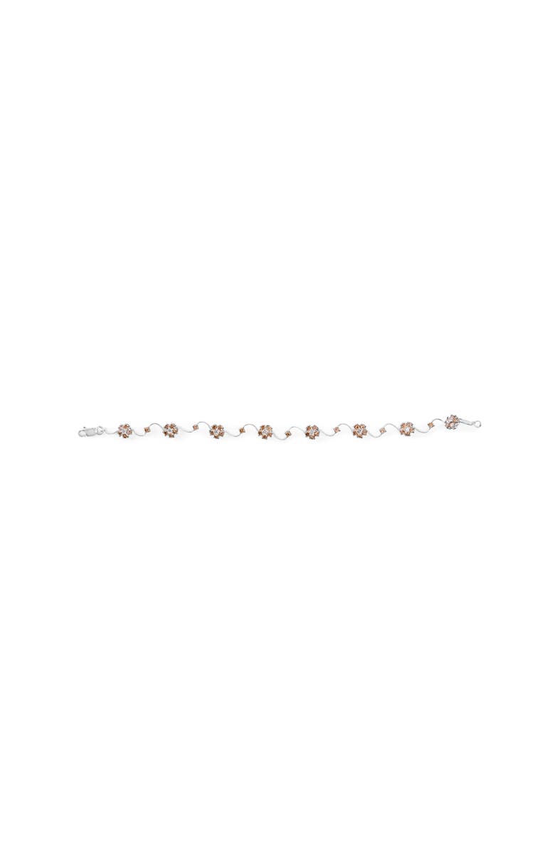 Haus of Brilliance 10K White Gold 4.0 Cttw Champagne Diamond Floral Cluster and Station Link Bracelet, Alternate, color, White