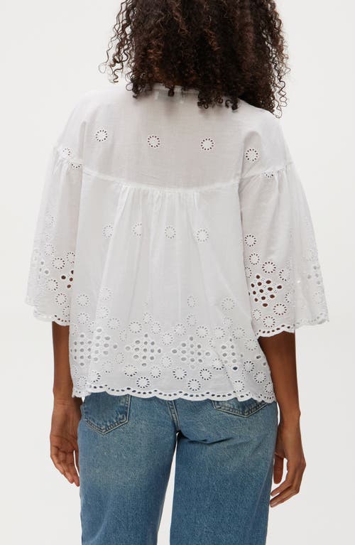 Michael Stars Gloria Eyelet Flutter Top