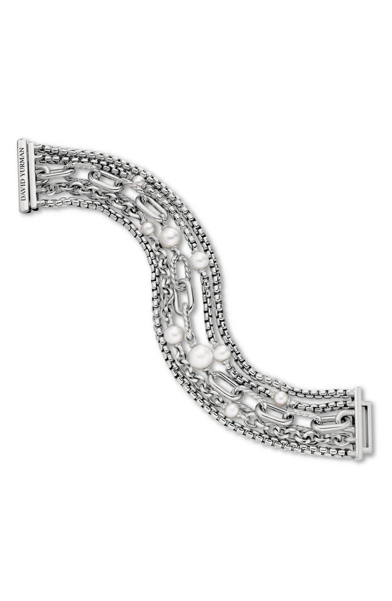 David Yurman DY Madison<sup>®</sup> Pearl Multi Row Chain Bracelet in Sterling Silver with Pearls, 25.7mm, Alternate, color,