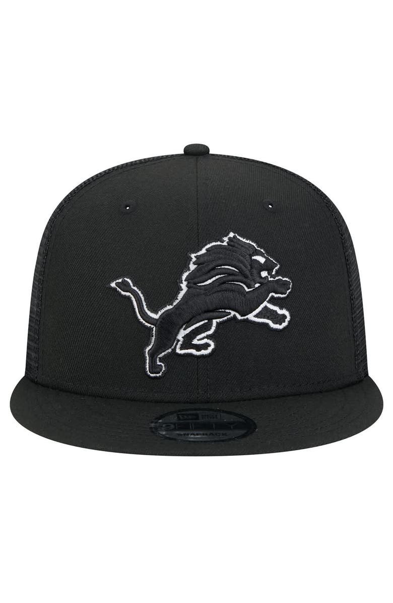 New Era Men's New Era Black Detroit Lions Main Trucker 9FIFTY Snapback Hat, Alternate, color, Black