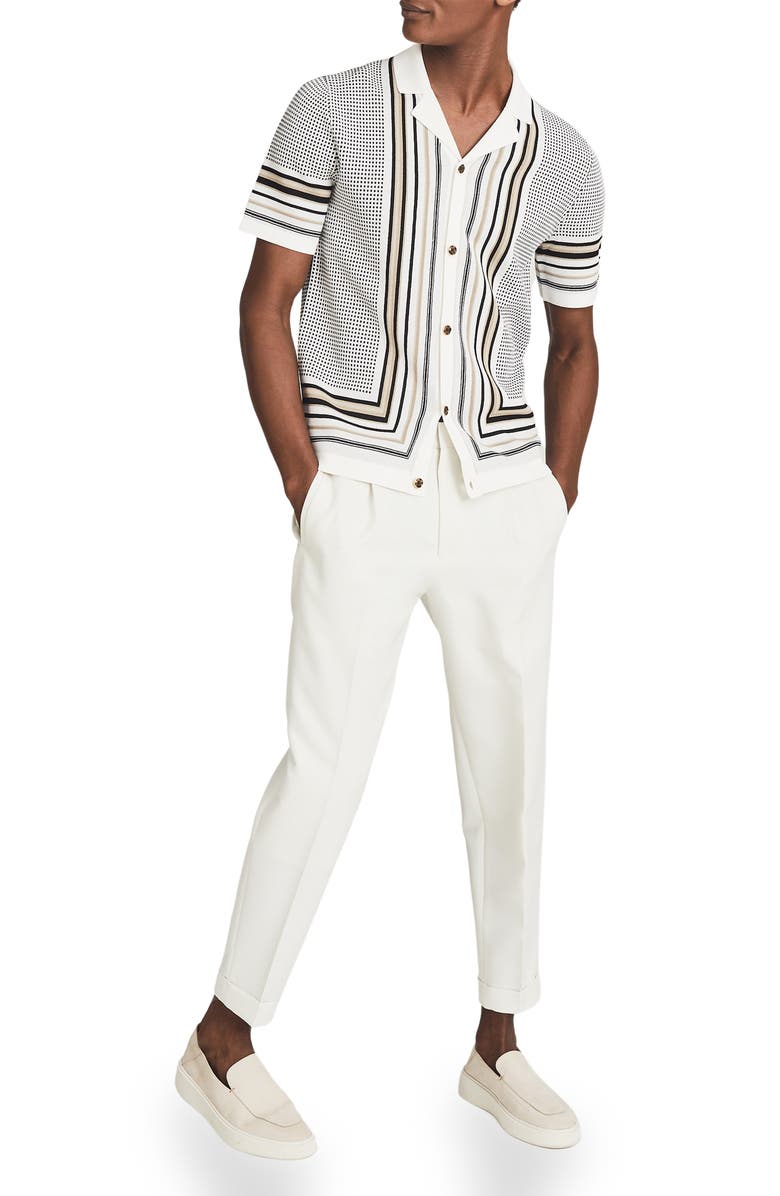 Reiss Appleton Stripe Short Sleeve Knit Button-Up Shirt, Alternate, color,