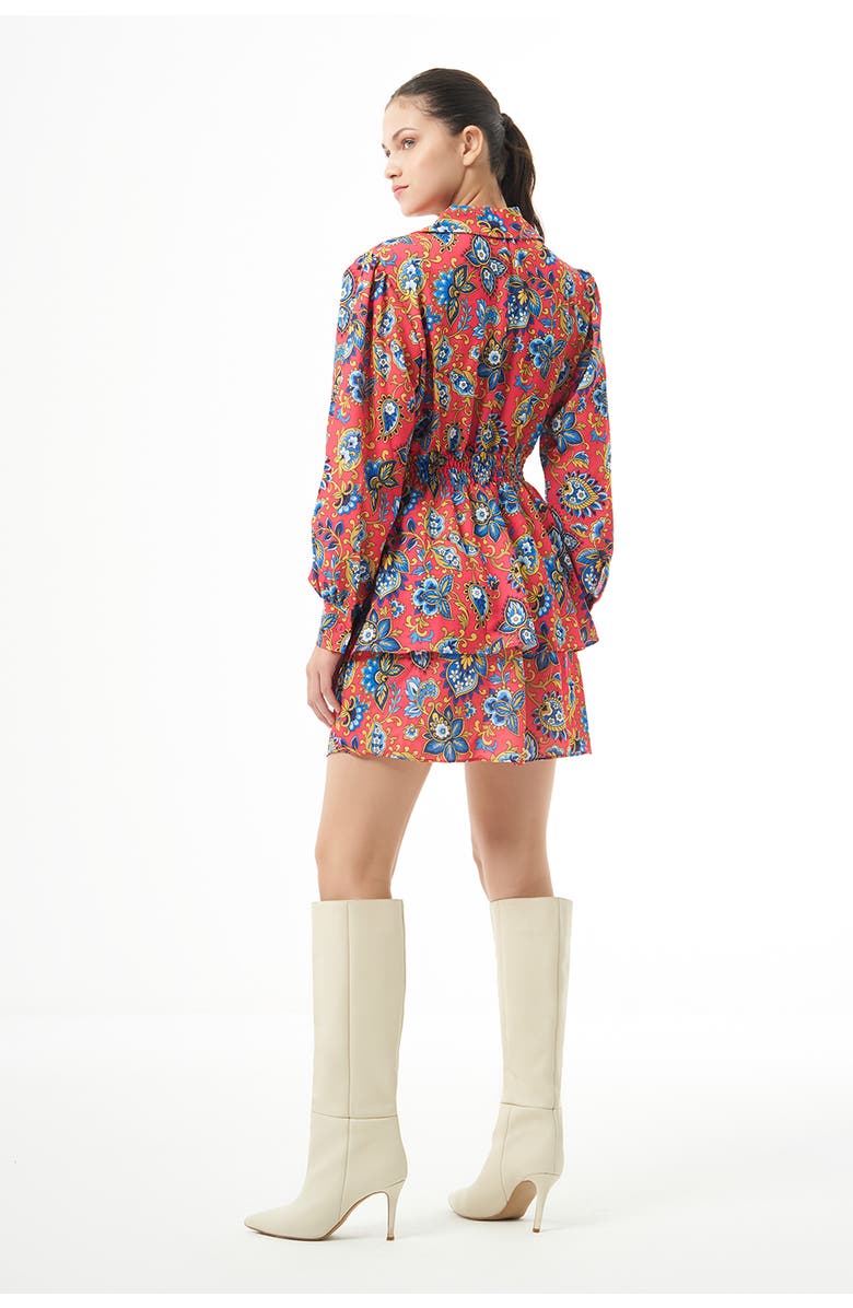 Mizalle Long Sleeve Flowy Mini Dress, Alternate, color, Patterned