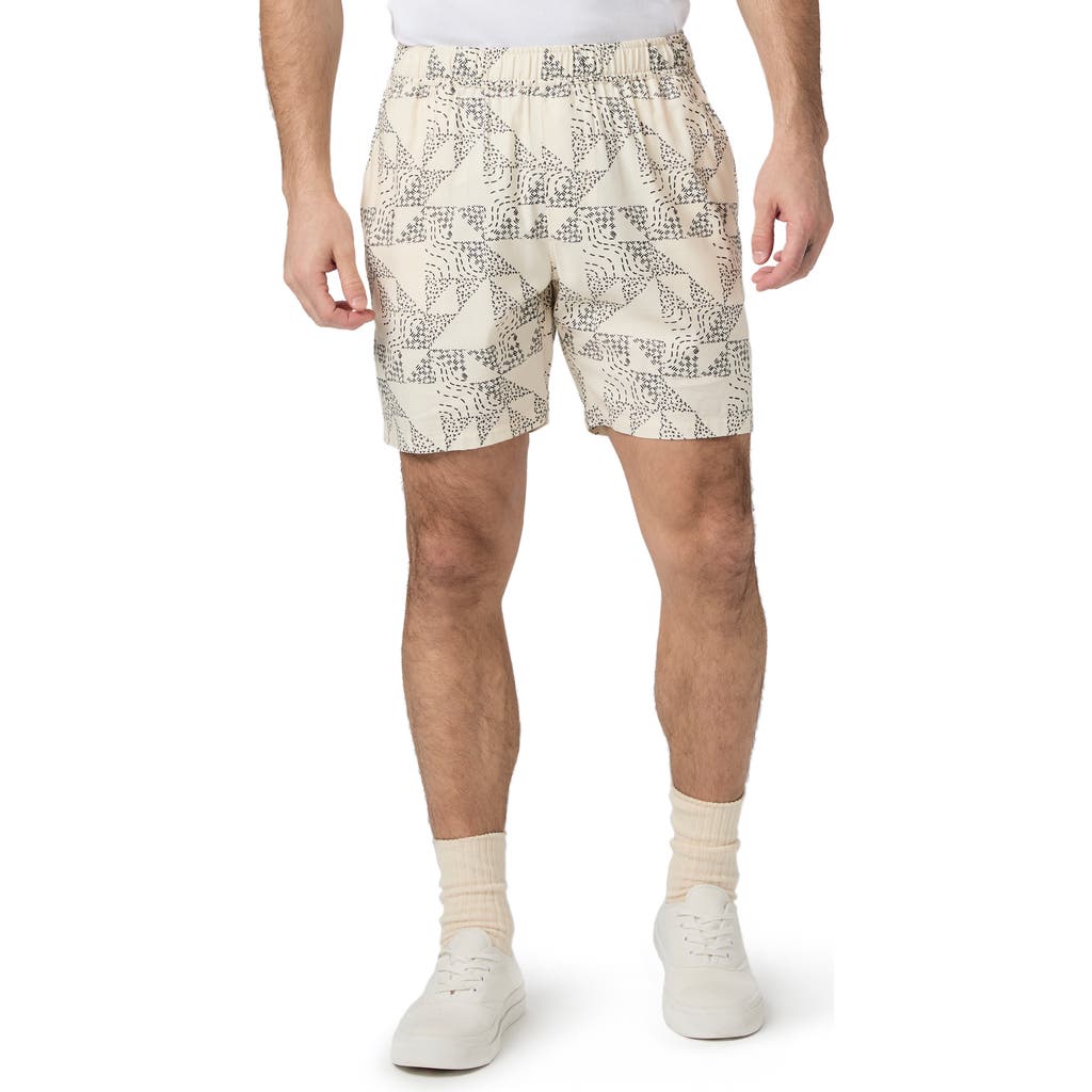 Paige Elijah Geo Print Drawstring Shorts In White