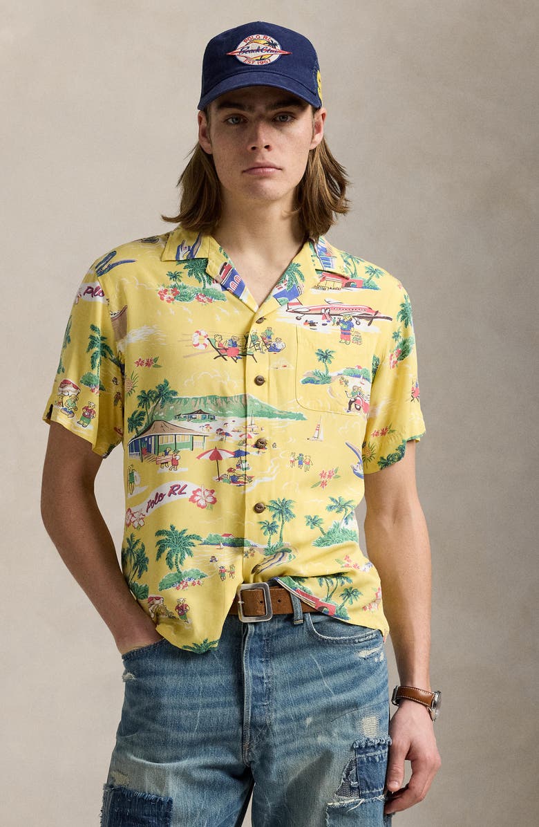 Polo Ralph Lauren Aloha Print Classic Fit Camp Shirt, Alternate, color, 