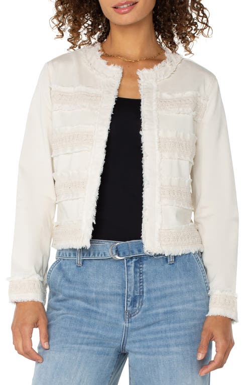 Shop Liverpool Los Angeles Frayed & Lace Jacket In Bone