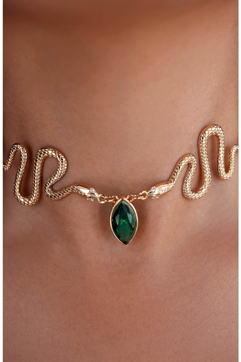 Serpentina Choker Necklace, Alternate, color, GREEN