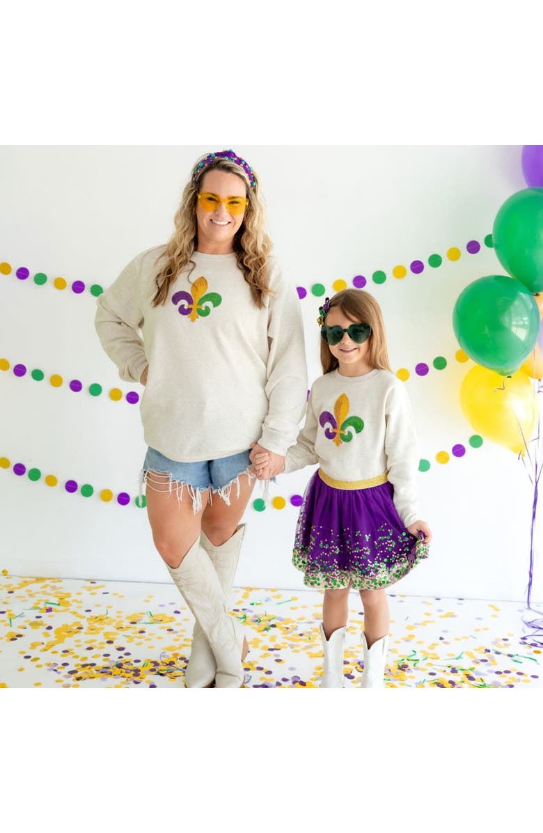 Sweet Wink Mardi Gras Fleur De Lis Patch Sweatshirt, Alternate, color,