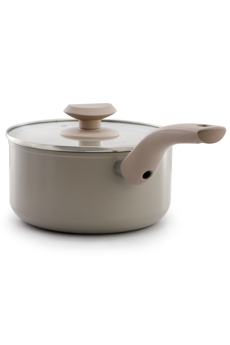 2.5 Quart Ceramic Nonstick Saucepan with Lid, Alternate, color, Grey