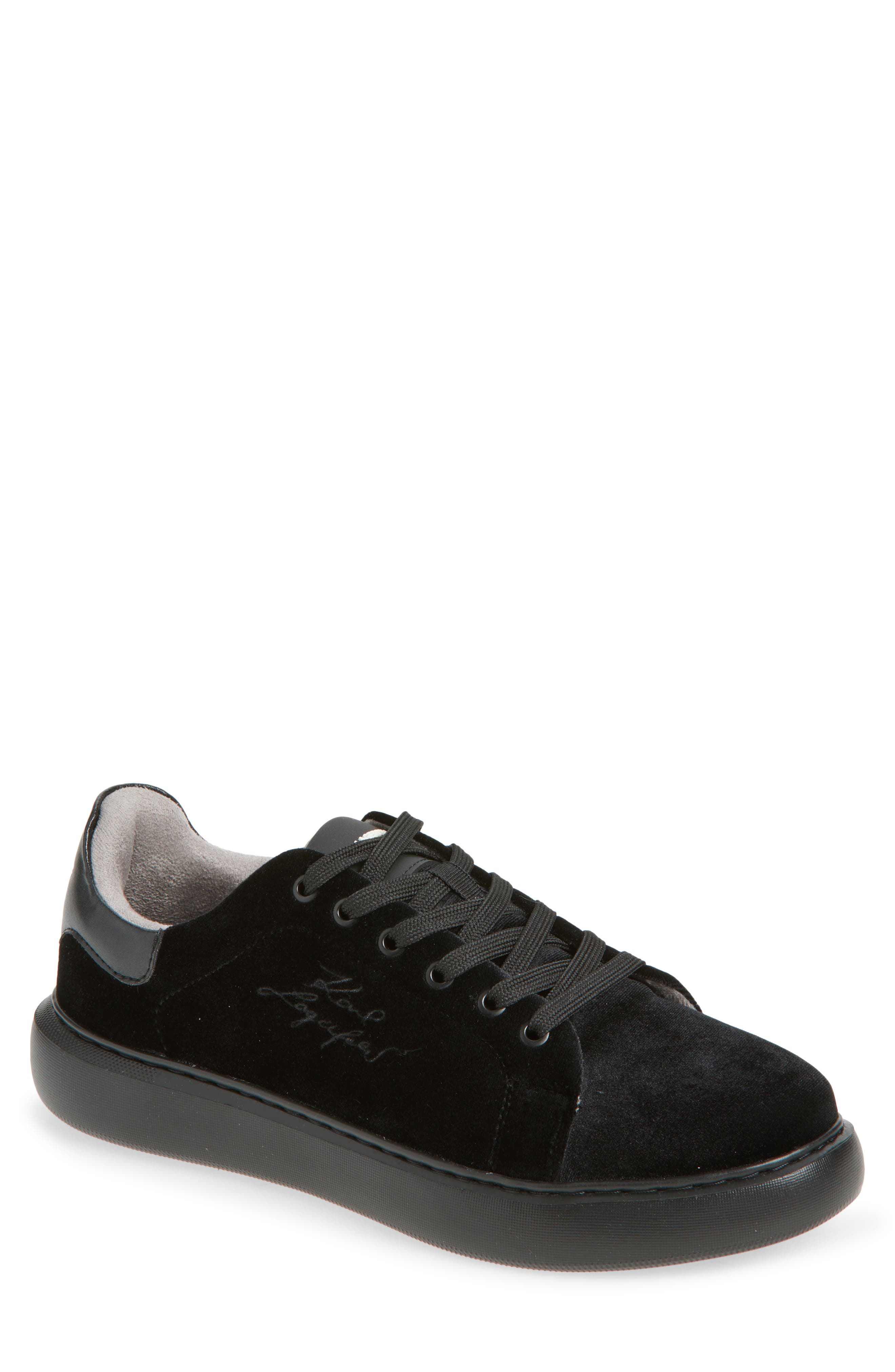 KARL LAGERFELD PARIS Embroidered Logo Velvet Sneaker