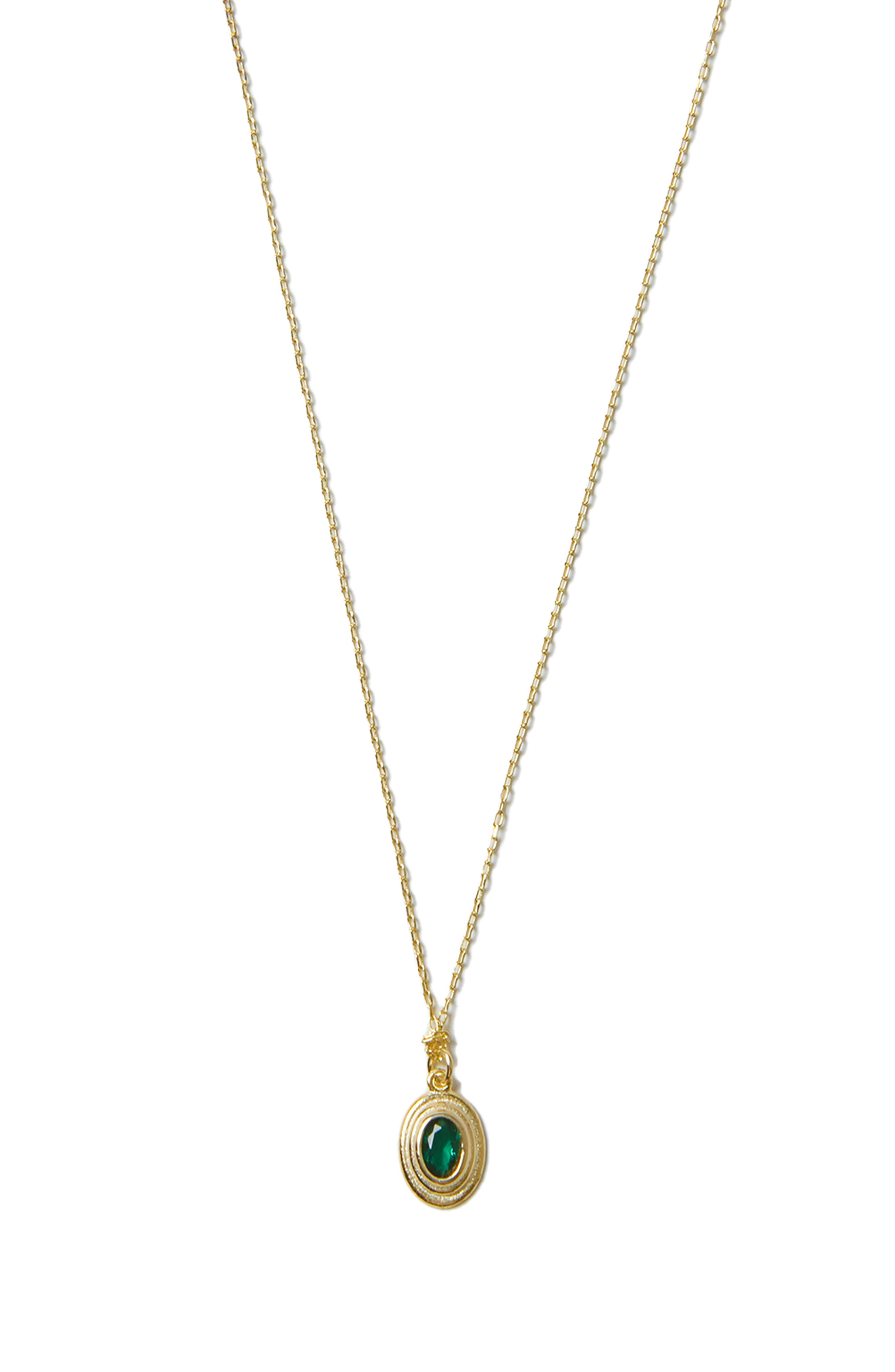 Argento Vivo Sterling Silver Emerald Pendant Necklace in Gold 