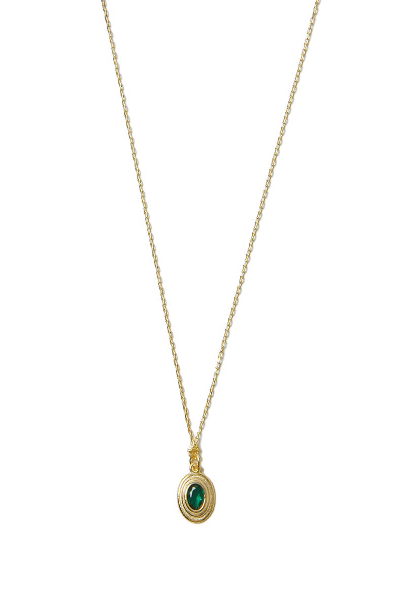 Emerald Pendant Necklace, Main, color, GOLD
