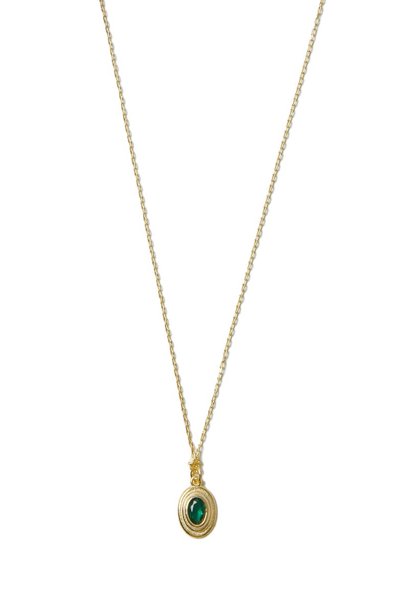 Argento Vivo Sterling Silver Emerald Pendant Necklace, Main, color, Gold