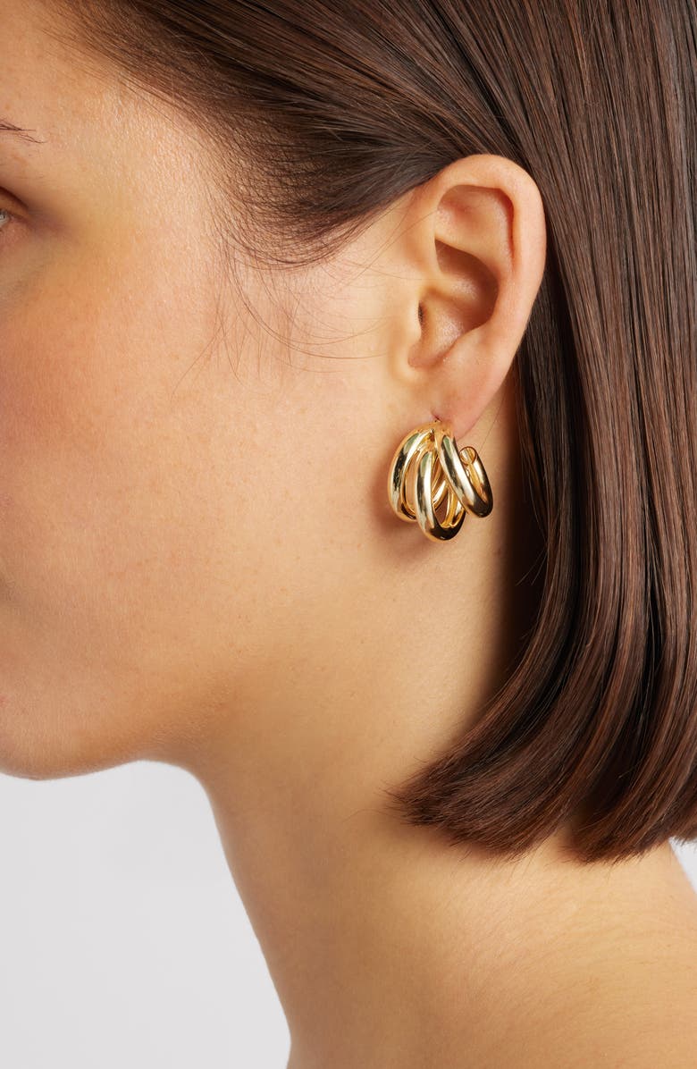 Set & Stones Anniston Triple Row Hoop Earrings, Alternate, color, Gold
