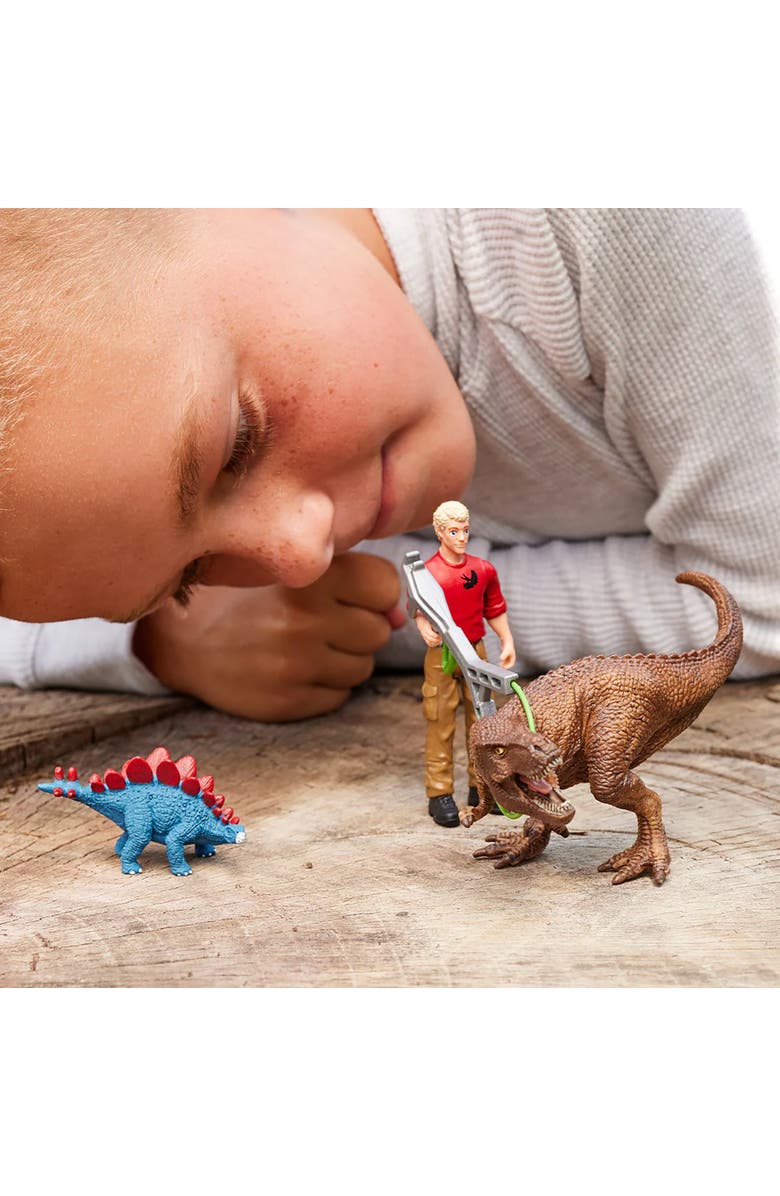 Schleich Dinosaurs Tyrannosaurus Rex Attack, 5 Piece Toy Figure, Kids, Alternate, color, Multicolored